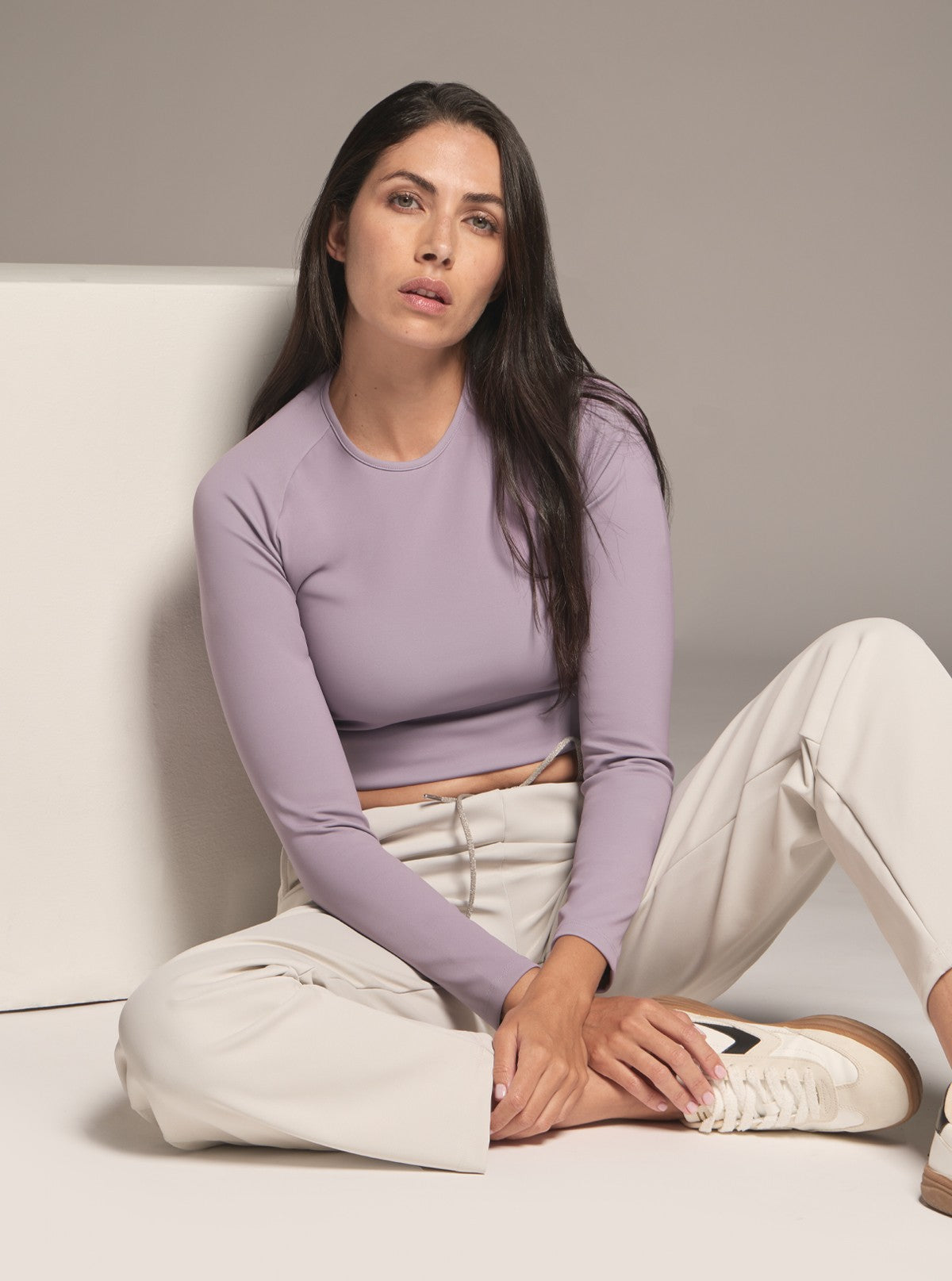 Formendes Langarm-Crop-Shirt - Glam Active Amethystlila