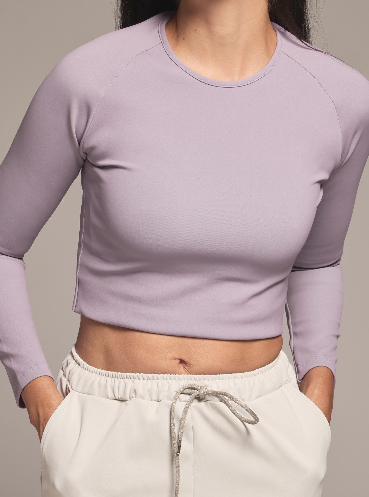 Formendes Langarm-Crop-Shirt - Glam Active Amethystlila