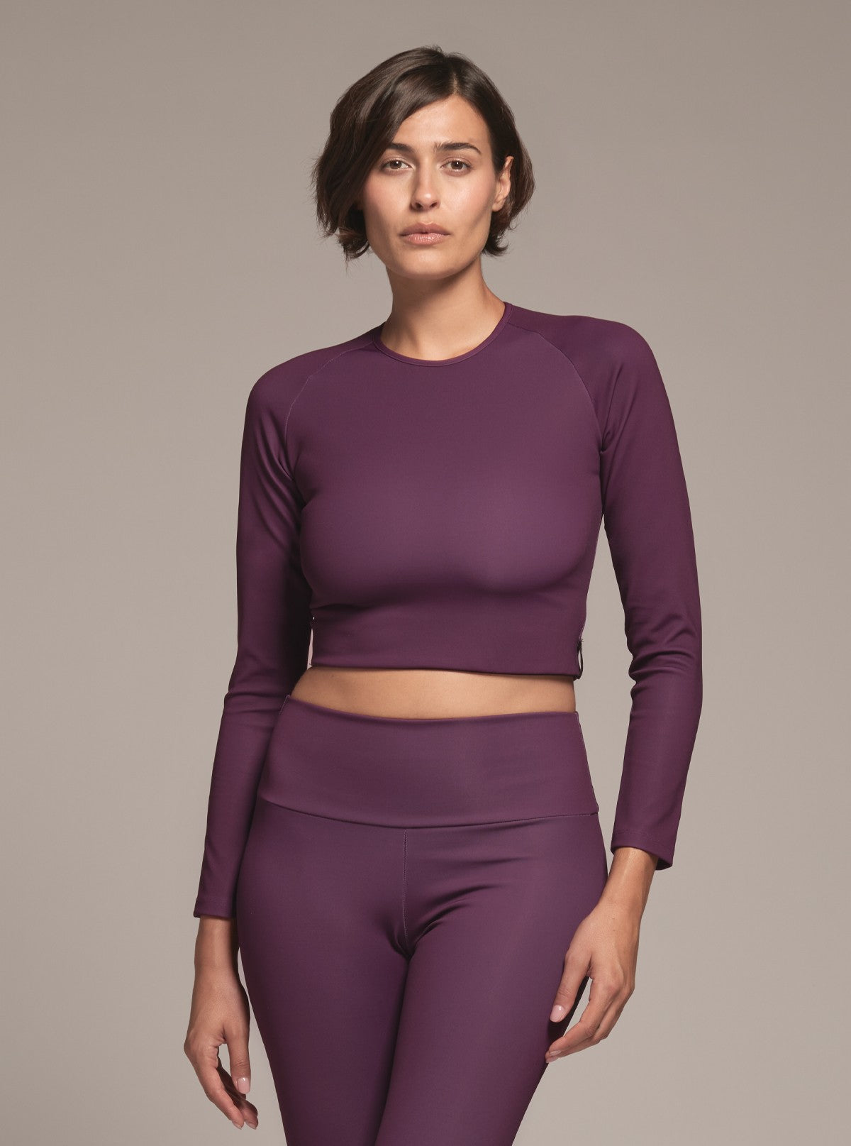 Maglia Crop a Manica Lunga Modellante - Glam Active Wine