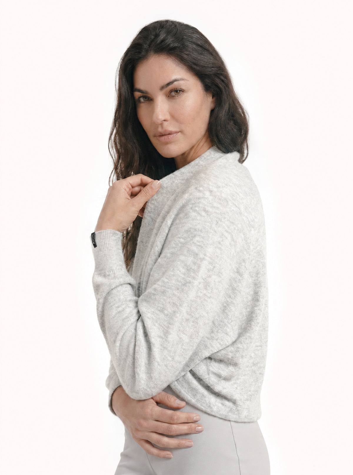 Women's shrug in extra fine merino wool Grey
