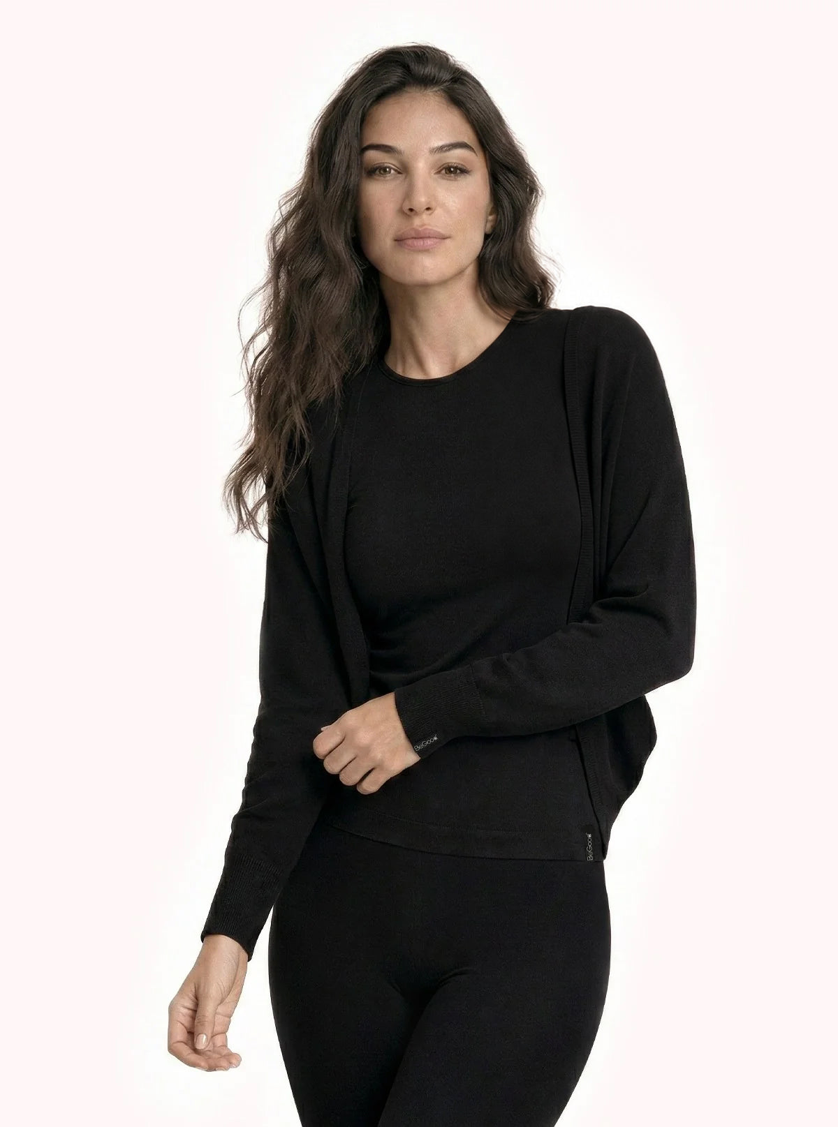 Women's extra fine merino wool shrug Black