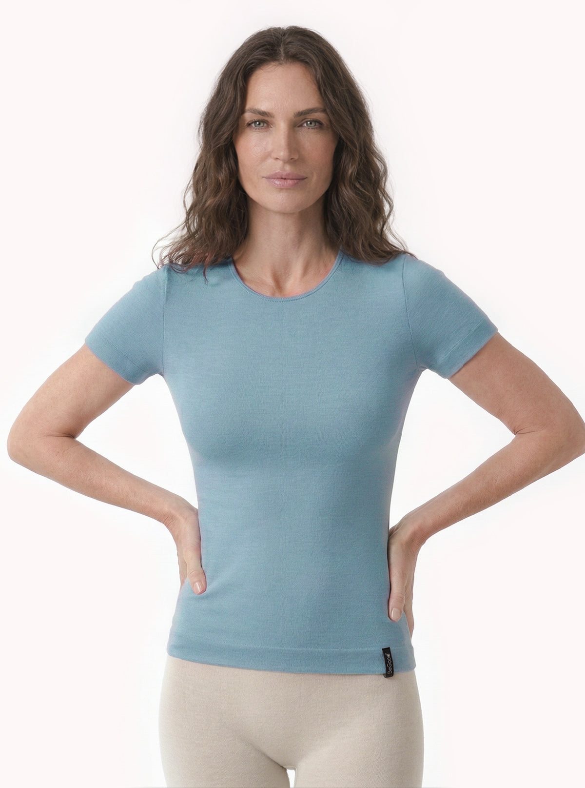 Kurzarmshirt mit Rundhalsausschnitt Hellblau