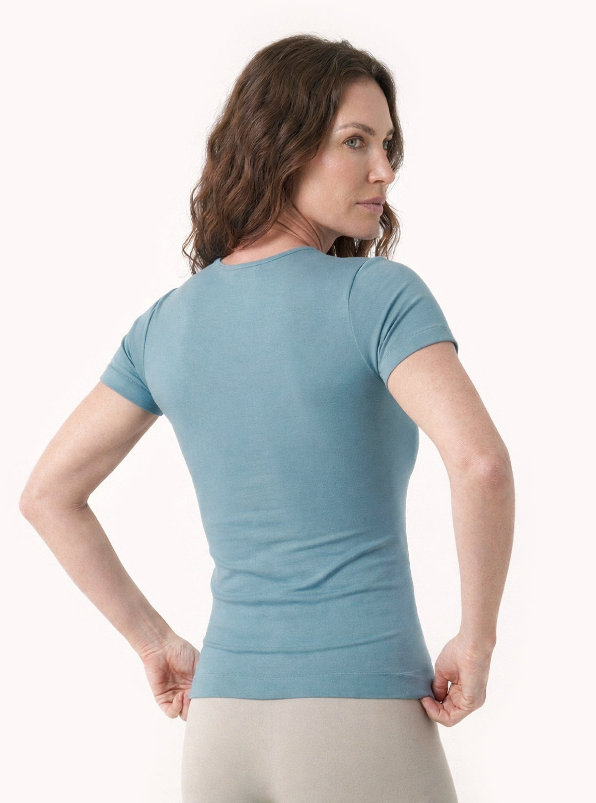 Kurzarmshirt mit Rundhalsausschnitt Hellblau