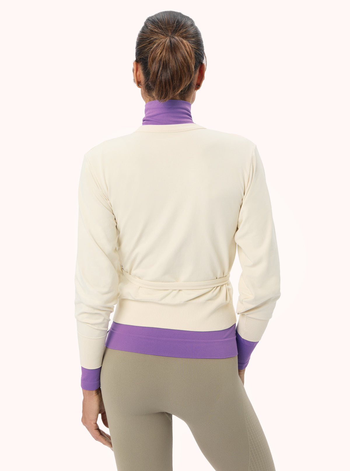 Maglia a Incrocio a Maniche Lunghe Panna