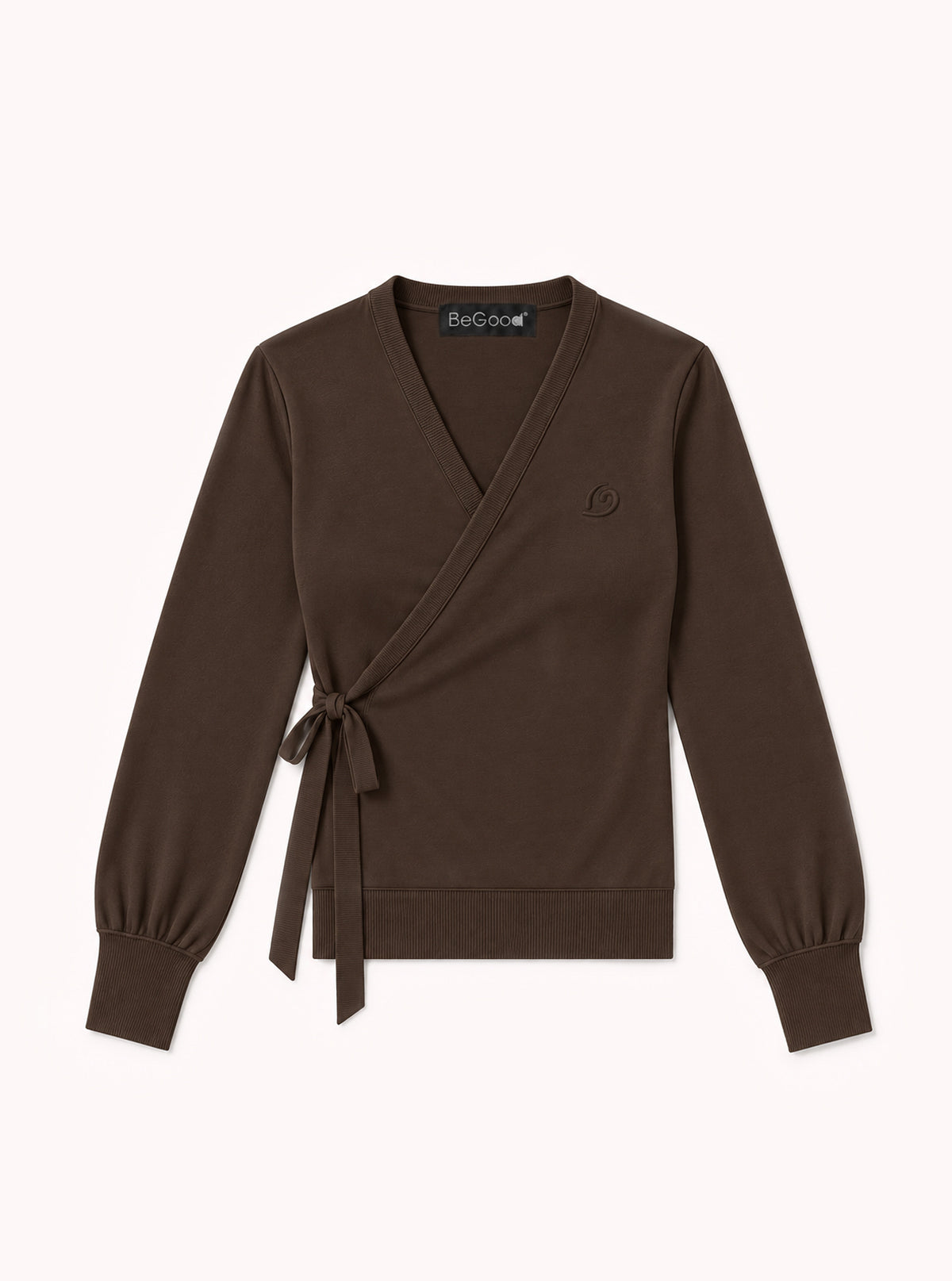 Maglia a Incrocio a Maniche Lunghe Cioccolato