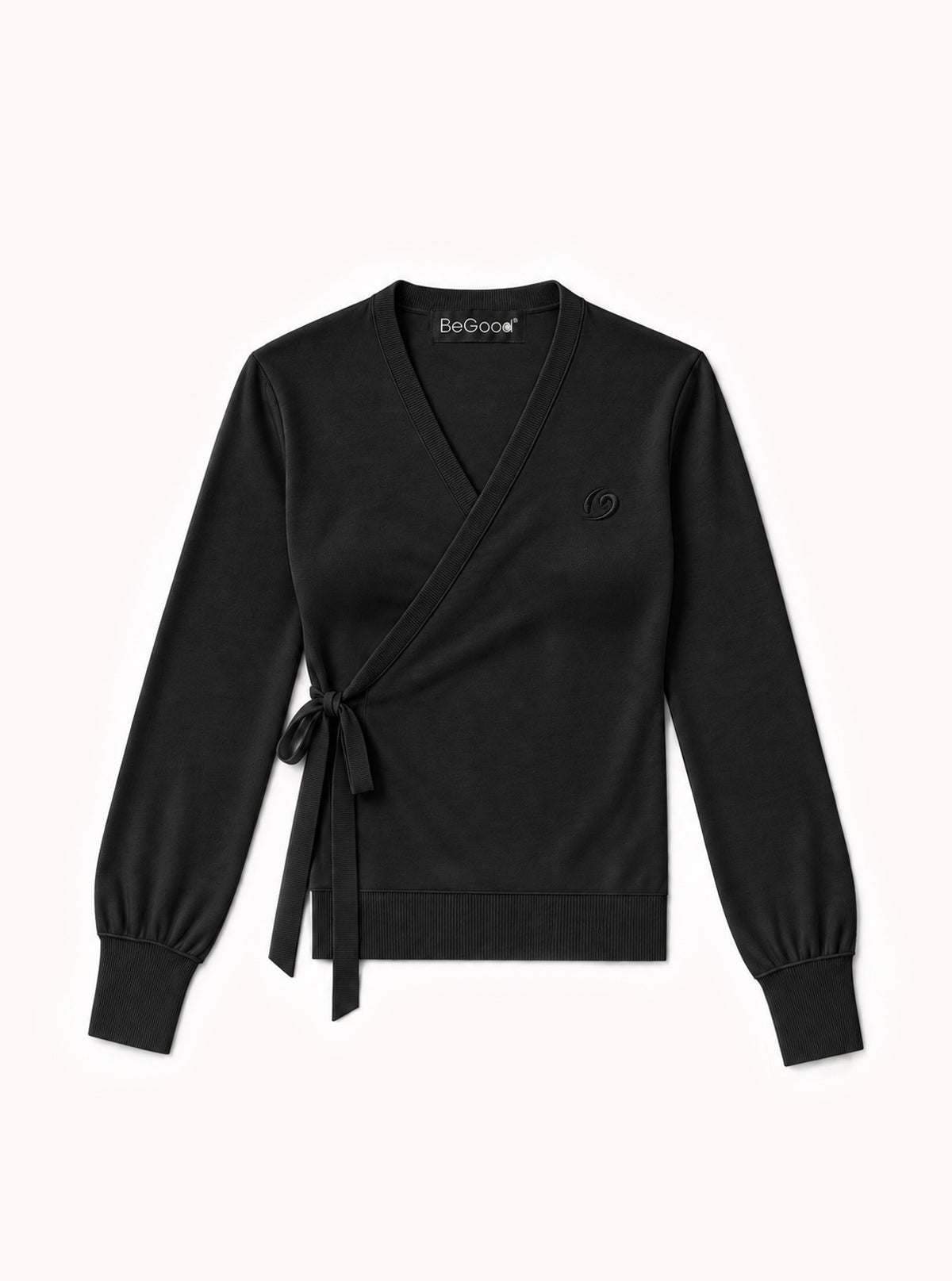 Maglia a Incrocio a Maniche Lunghe Nero