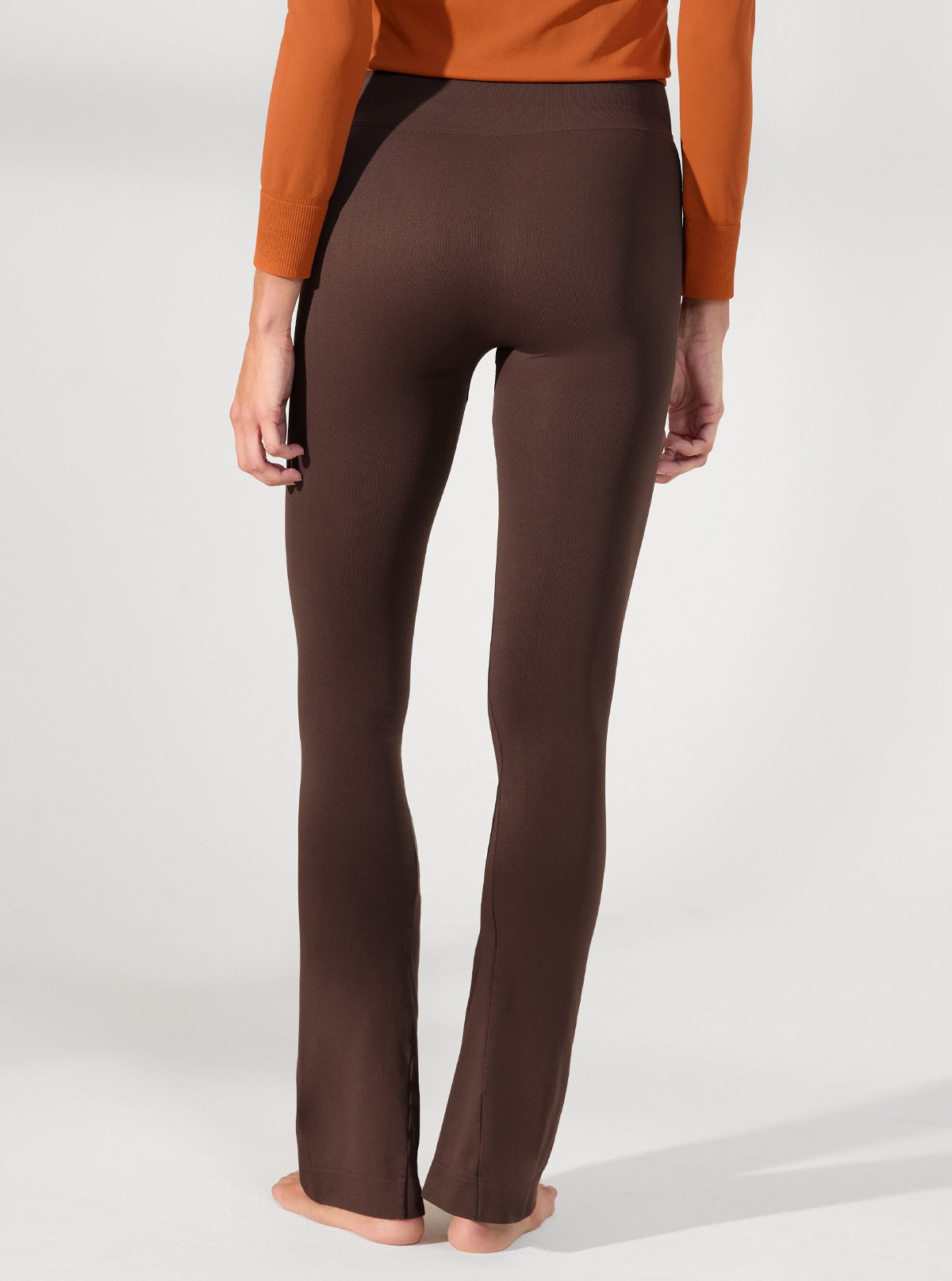 Brown shaping flared leggings