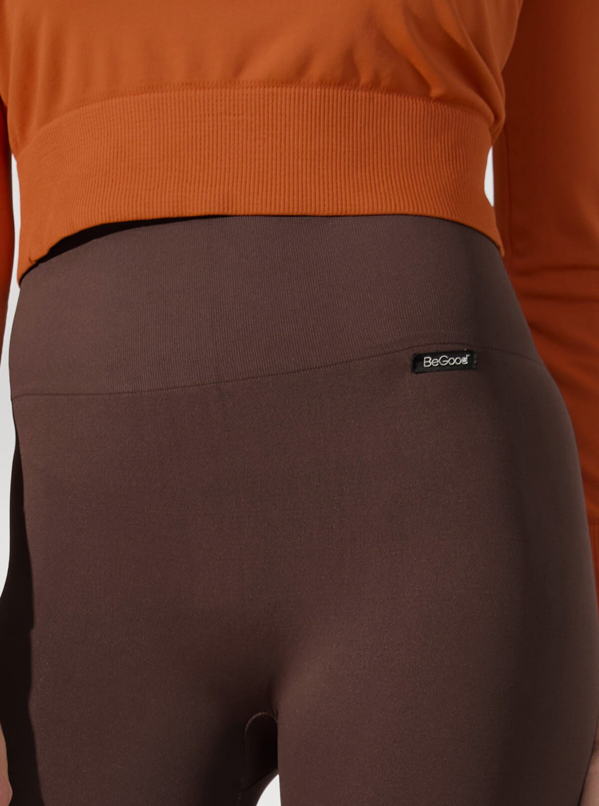 Brown shaping flared leggings