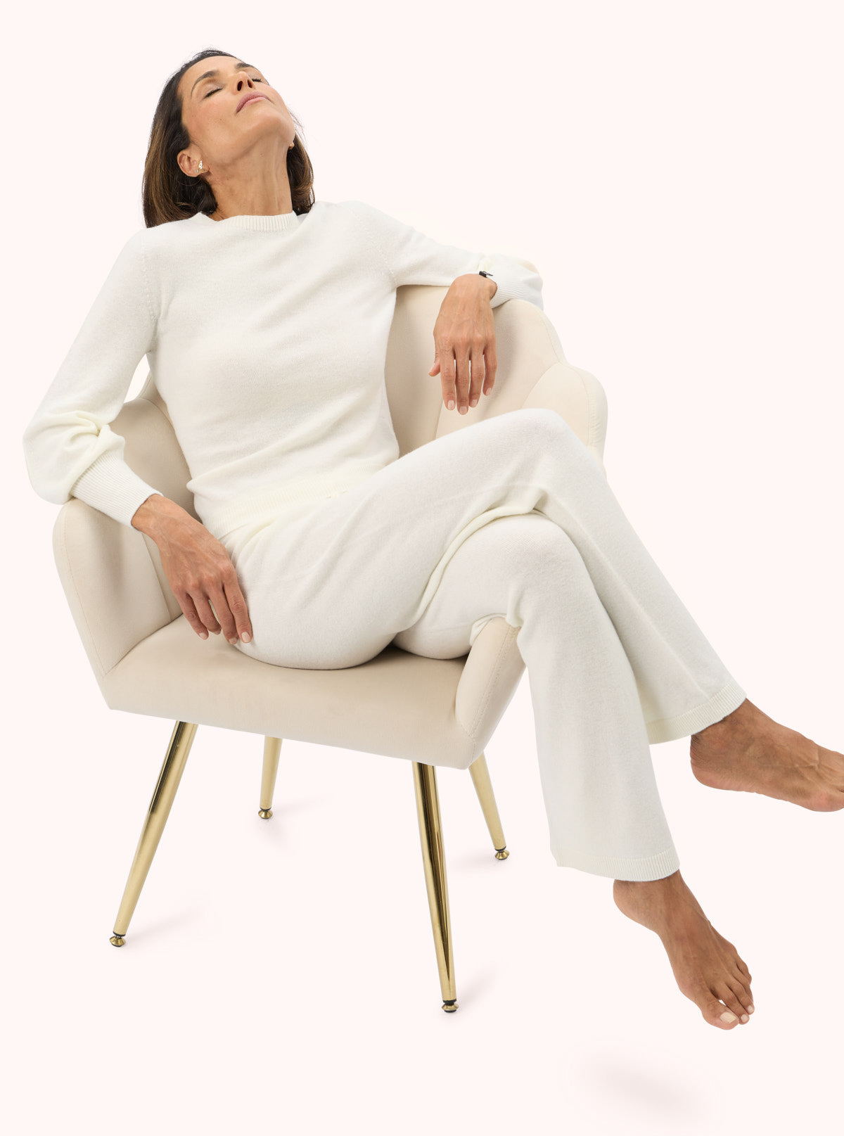 Extra-Fine Merino Wool Trousers Cream