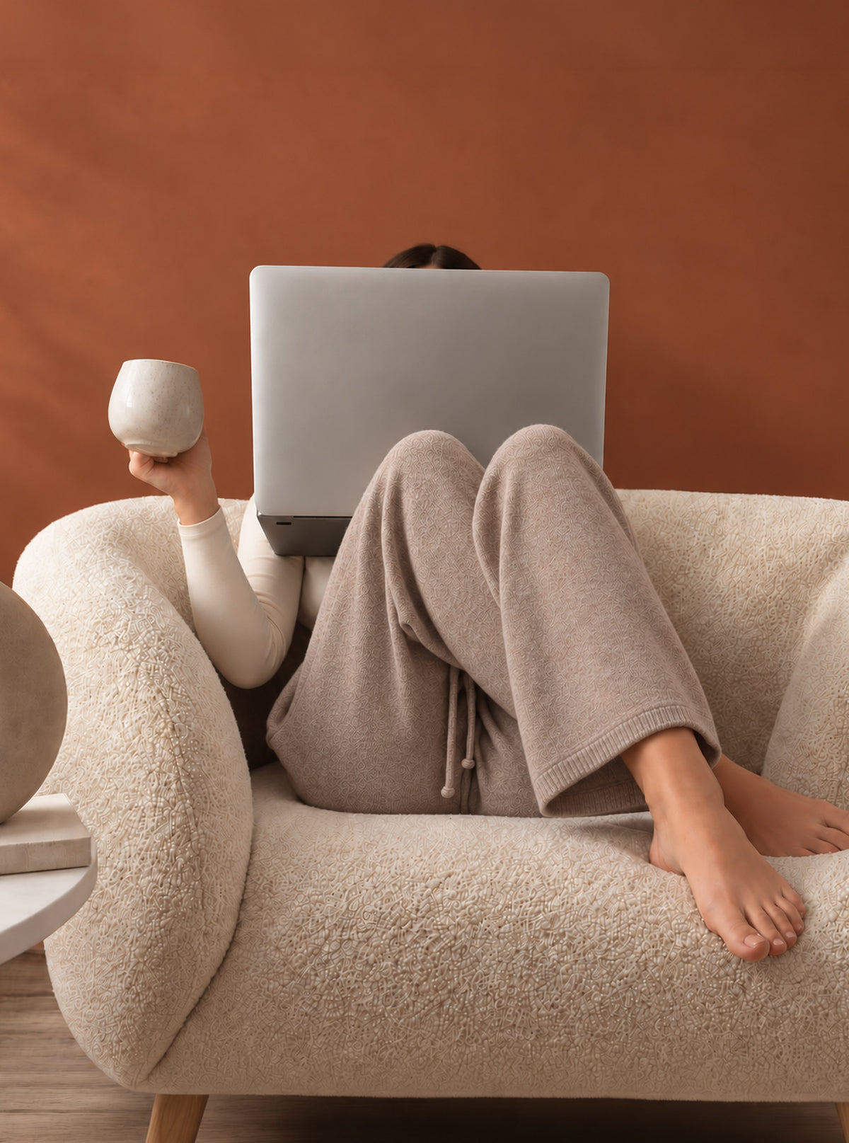 Hose aus extrafeiner Merinowolle Taupe