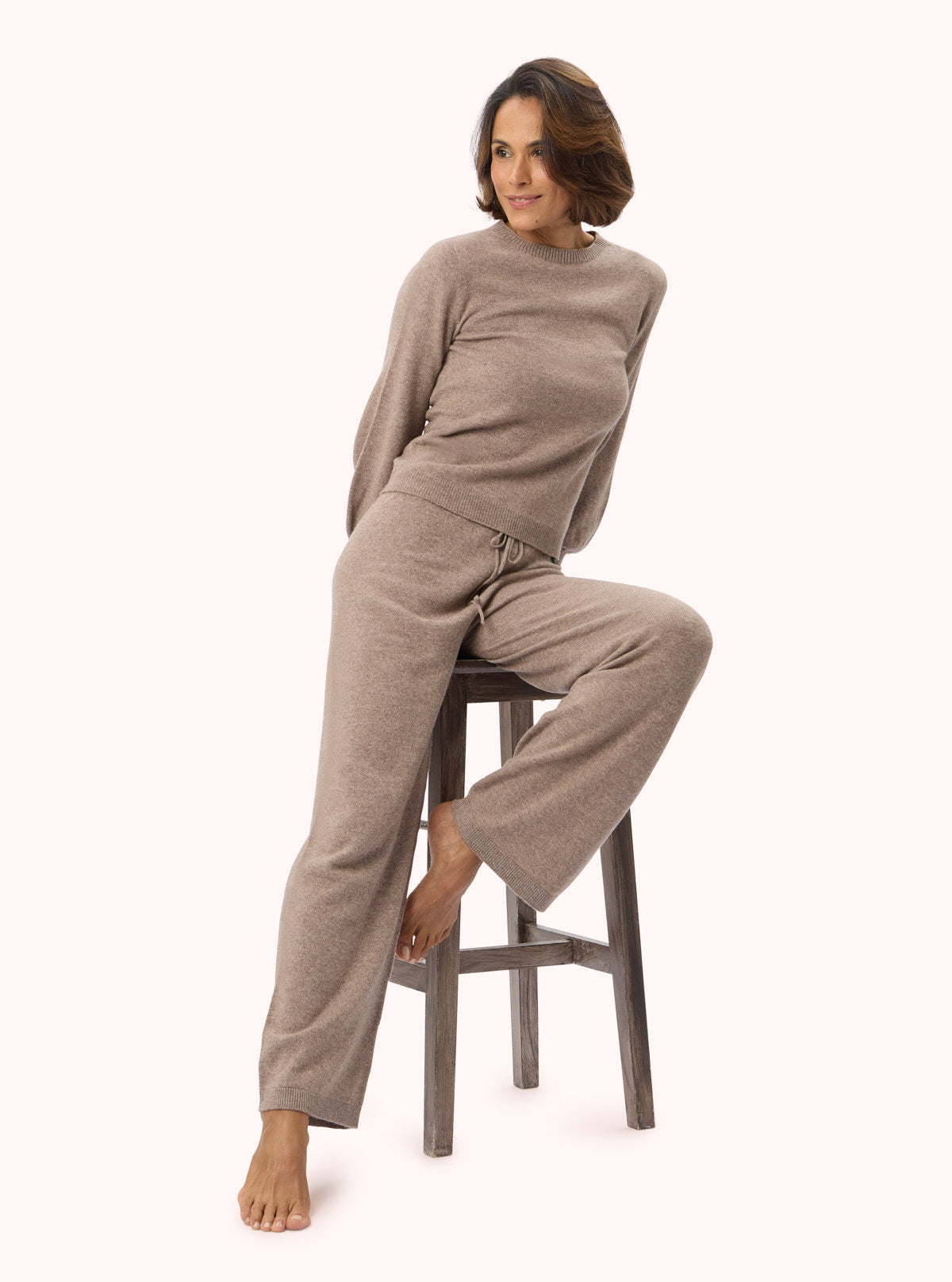 Extra-Fine Merino Wool Trousers Taupe
