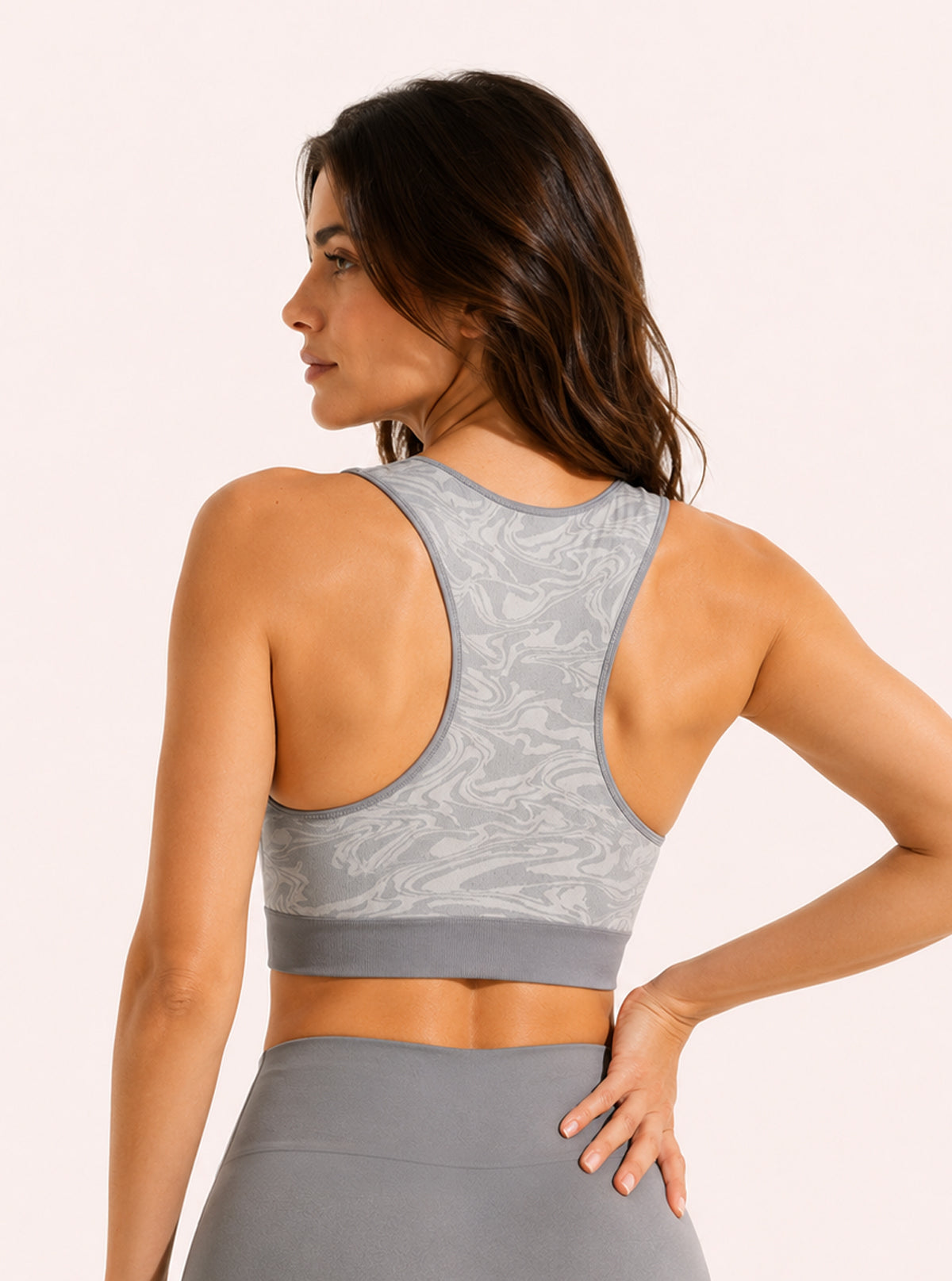Top astratto double-face Grigio-Panna