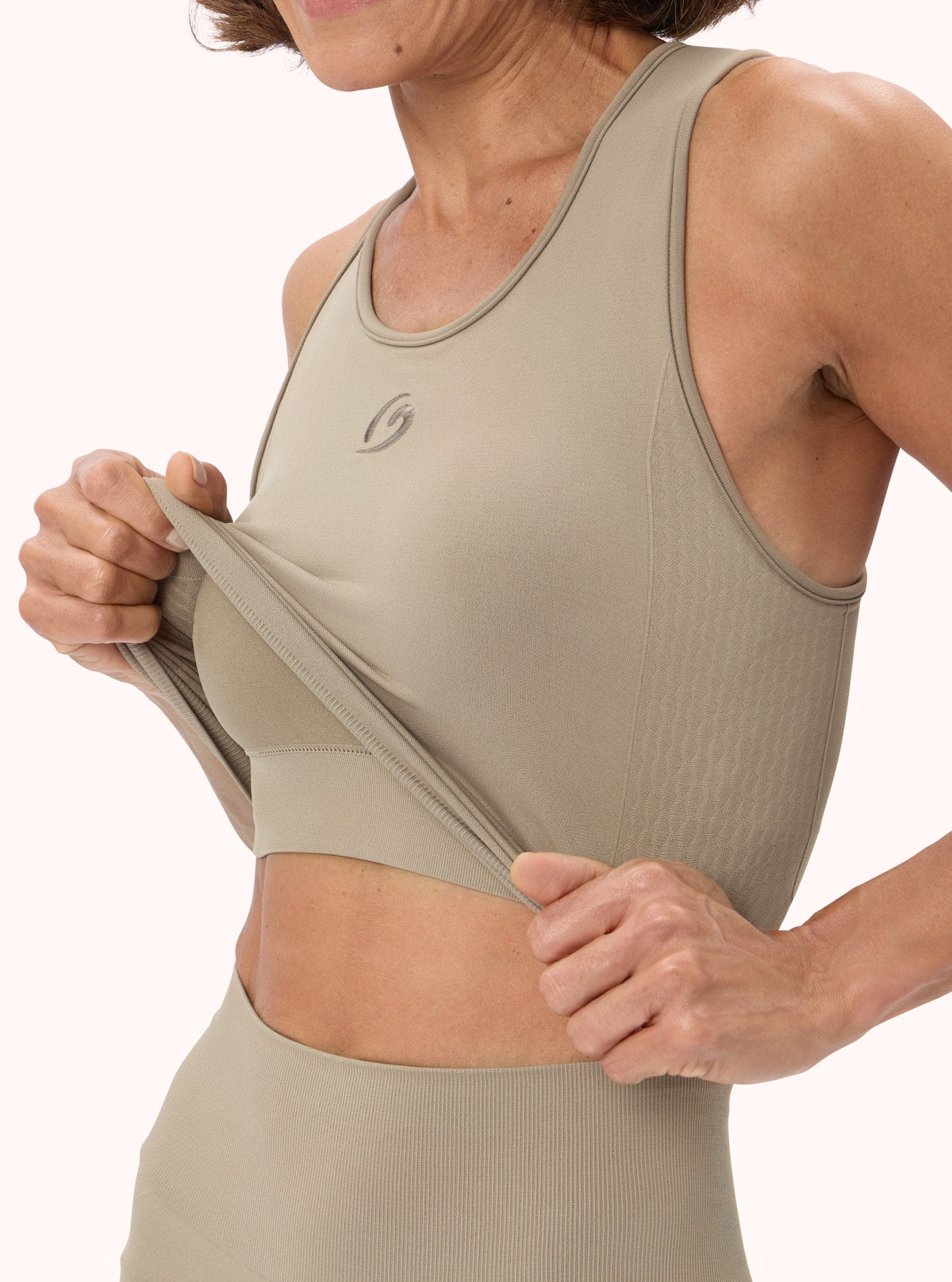 Crop-Tanktop mit Details Taupe