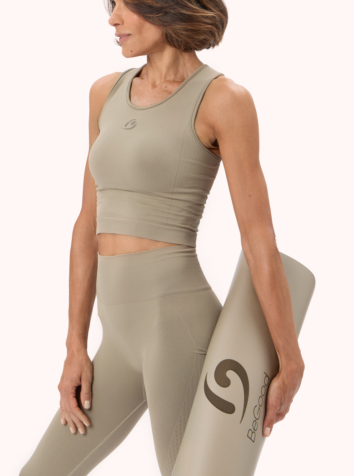 Crop-Tanktop mit Details Taupe