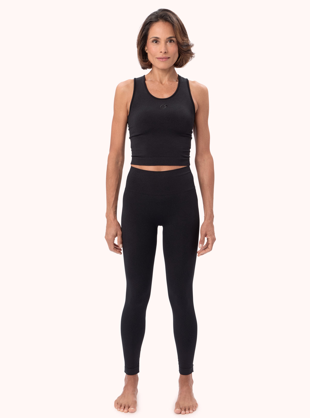 Crop Tank Top con Dettagli Nero