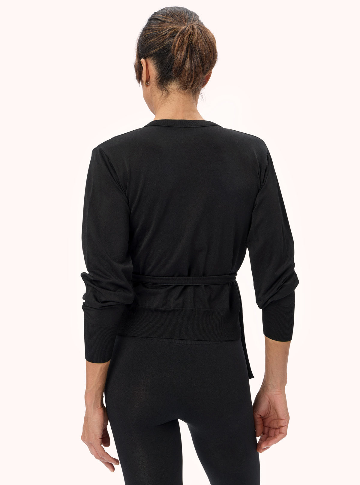 Maglia a Incrocio a Maniche Lunghe Nero
