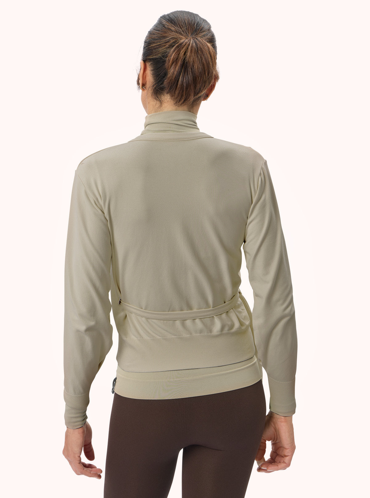 Maglia a Incrocio a Maniche Lunghe Tortora