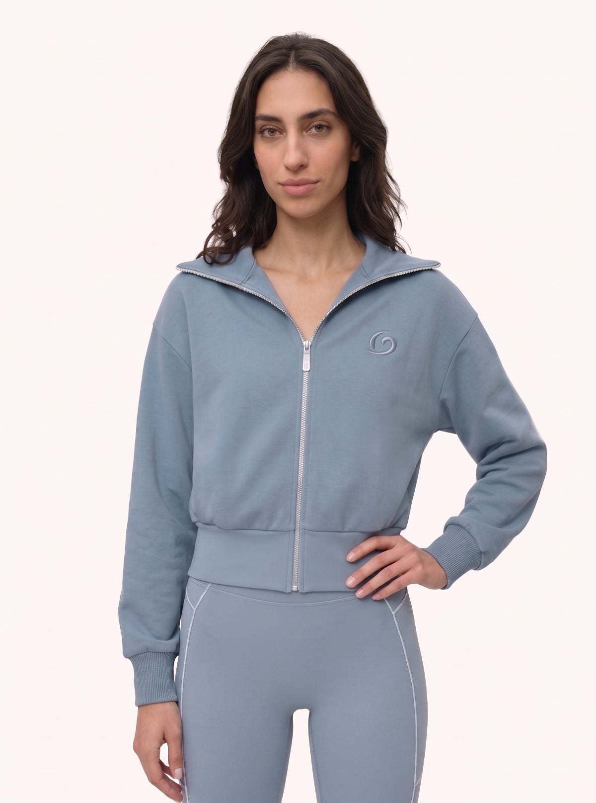 Felpa con Zip Urban Flow Avio Chiaro
